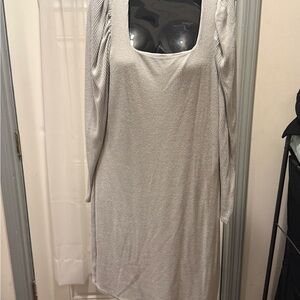 Express Silver Long Sleeve Dress